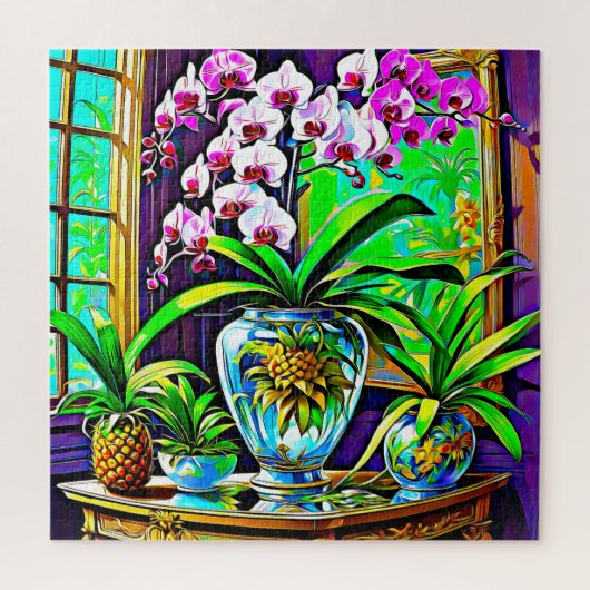 Levendige Orchideeën Haven Legpuzzel (Verticaal)