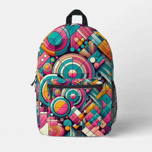 levendige overlapping bedrukte rugzak (Voorkant)