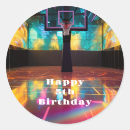 Levendige overwinning basketbal ronde sticker