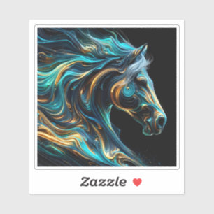 Levendige paardenkunst op donkere achtergrond sticker