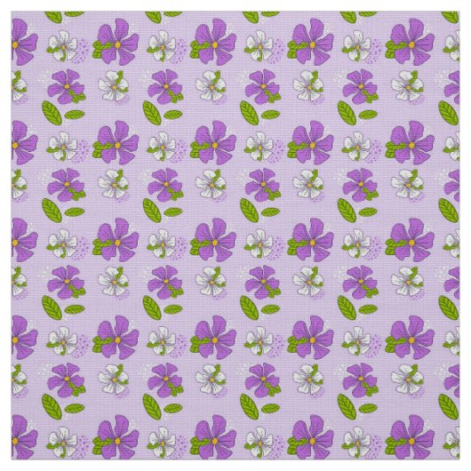 Levendige Paarse en Witte Bloemen Stof (Swatch)
