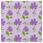 Levendige Paarse en Witte Bloemen Stof (Close Up)