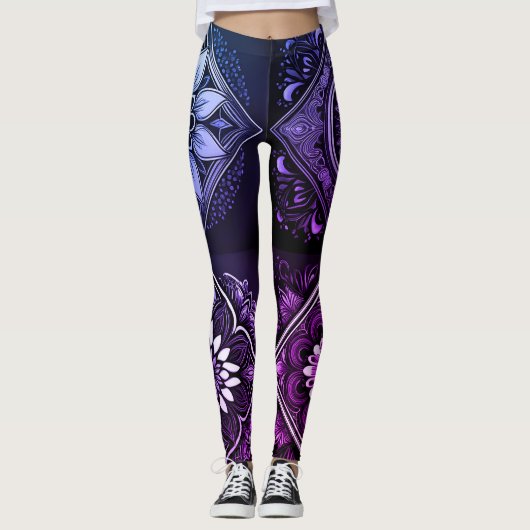 Levendige Paarse Mandala Leggings (Voorkant)