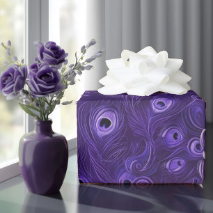 Levendige Paarse pauwenveren Cadeaupapier