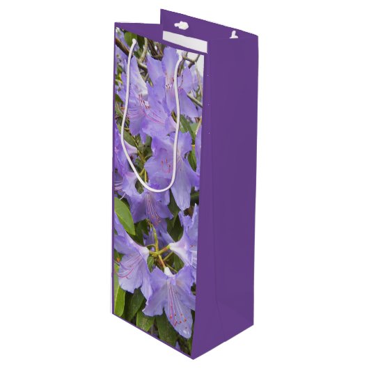 Levendige Paarse Rhododendrons Floral Wijn Cadeautas (Voorkant Gekanteld)