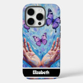 Levendige Paarse vlinders met uitgestrekte handen Case-Mate iPhone Case (Achterkant)