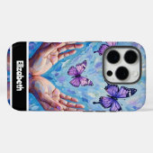 Levendige Paarse vlinders met uitgestrekte handen Case-Mate iPhone Case (Achterkant (horizontaal))