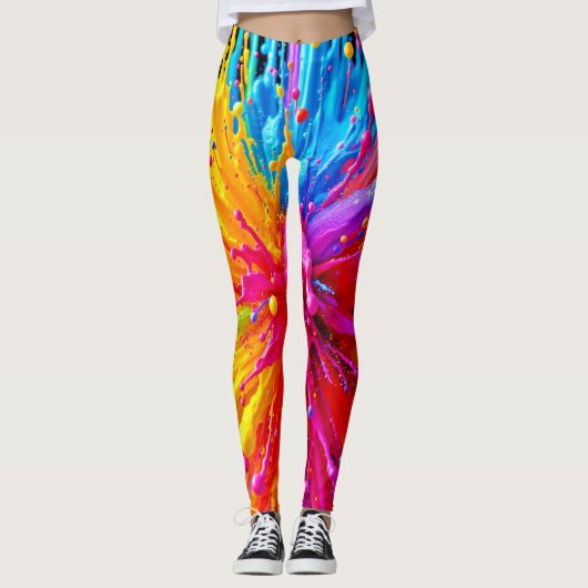 Levendige Paint Burst-energie Leggings (Voorkant)