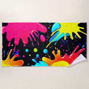 Levendige Paint Splatter Art Barst Strandlaken