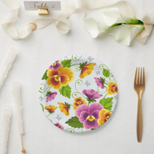 Levendige pannenkoeken bloemen papieren bordje