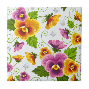 Levendige pannenkoeken bloemen tegeltje