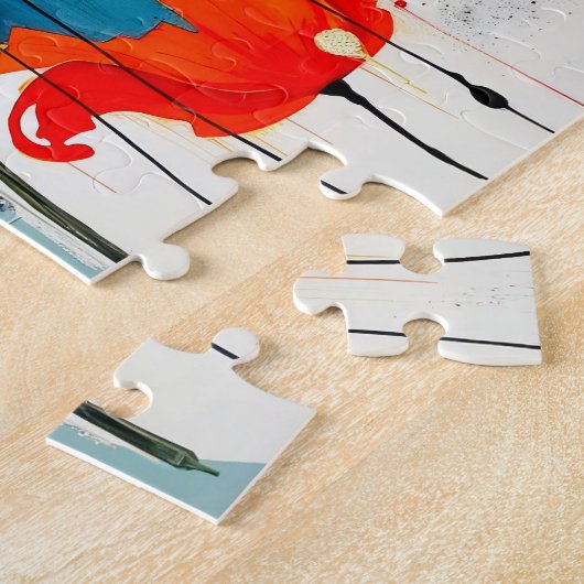 Levendige papaver in moderne Abstracte stijl Legpuzzel (Zijkant)