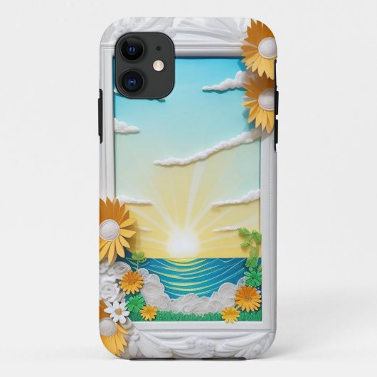 Levendige papieren ambacht scène van oceaangolven Case-Mate iPhone case (Achterkant)