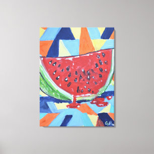 Levendige Partje Watermeloen Abstract Canvas Afdruk