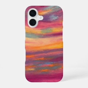 Levendige Pastel Zonsondergang Abstracte Olieverf iPhone 16 Hoesje