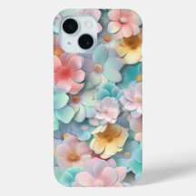 Levendige Pastelbloem Bloom Patroon Telefoonhoes