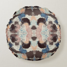 Levendige pastelsymmetrie - Abstracte getextureerd Rond Kussen