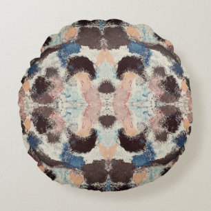 Levendige pastelsymmetrie - Abstracte getextureerd Rond Kussen