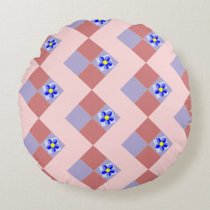 Levendige Patchwork Bloem Rond Kussen