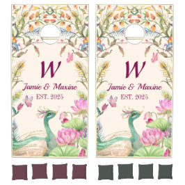 Levendige pauw en bloemenbruiloft