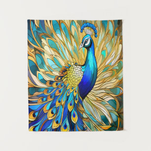 Levendige pauw in Art Nouveau-stijl Kleurrijke kun Wandkleed