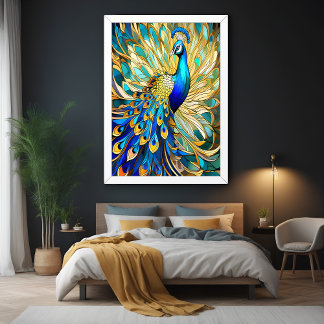 Levendige pauw in Art Nouveau-stijl kleurrijke muu Poster