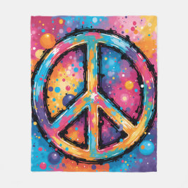 Levendige Peace Fleece deken