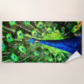 Levendige Peacock Beach handdoek (Voorkant)
