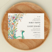 Levendige peacock Botanical Spring Wedding Kaart