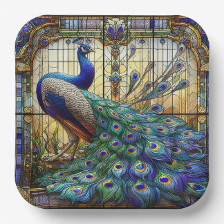 Levendige Peacock Paper Borden: De elegante tafel Papieren Bordje