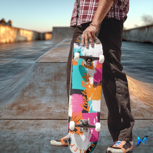 Levendige penseelstreek Abstract - Live to Ride Skateboard