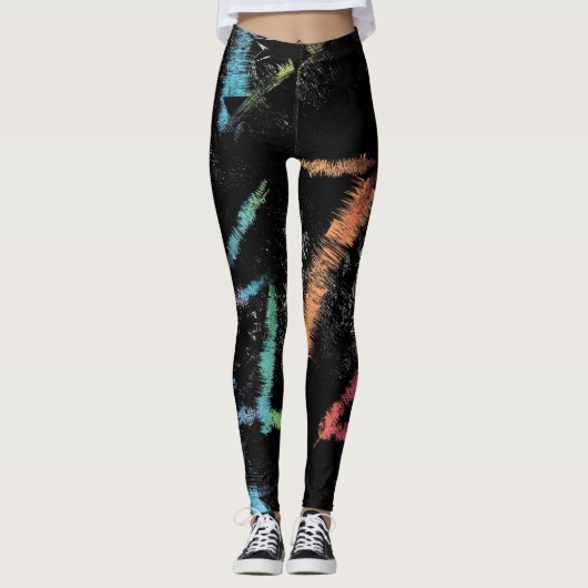Levendige penseelstreek Abstracte Leggings (Voorkant)