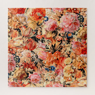 Levendige penseelstreekbloemen: dynamische achterg legpuzzel