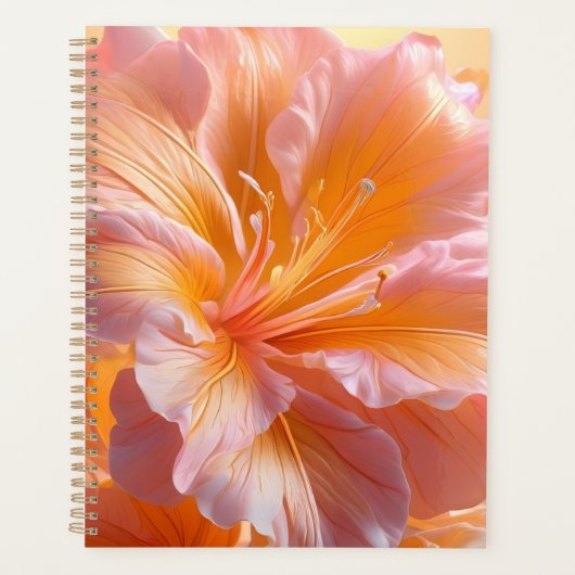 Levendige Perzik Hibiscus Bloem Planner (Voorkant)