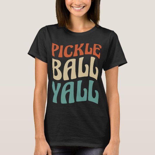 Levendige Pickle Ball Yall-typografie T-shirt (Voorkant)