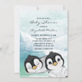 Levendige pinguïns sneeuwlandschap Baby shower Kaart (Voorkant)