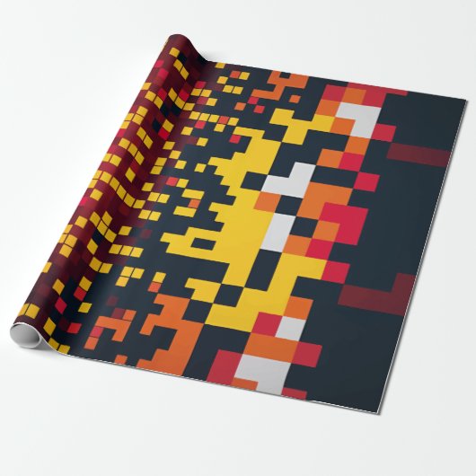 Levendige Pixel Explosion Art Cadeaupapier (Uitgerold)