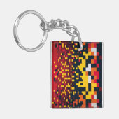 Levendige Pixel Explosion Art Sleutelhanger (Voorkant Links)