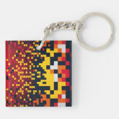Levendige Pixel Explosion Art Sleutelhanger (Achterkant)