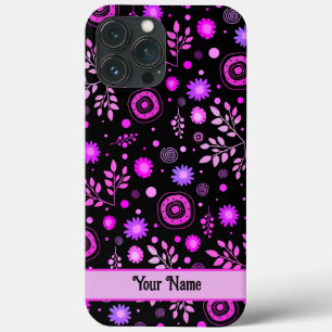 Levendige Plezier Paarse Abstracte Bloemen Modern  iPhone 13 Pro Max Hoesje