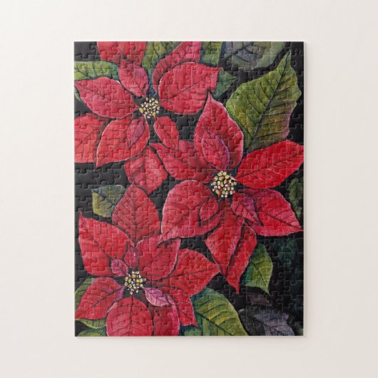 Levendige poinsettia in de Waterverf Legpuzzel (Verticaal)