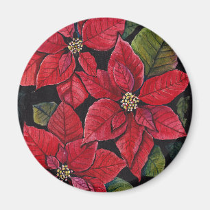 Levendige poinsettia in de Waterverf Magneet