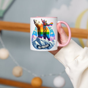 Levendige polar beer Perched op berg met meisjes Mok