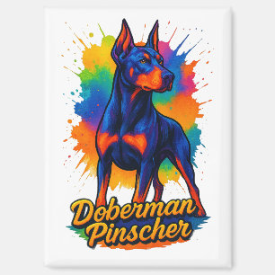 Levendige Pop Art Dobermann Pinscher Illustratie Magneet