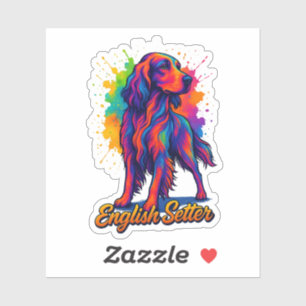 Levendige Pop Art Engelse Setter Hond Sticker