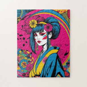 Levendige Pop Art Geisha Moderne Japanse Meisje Legpuzzel