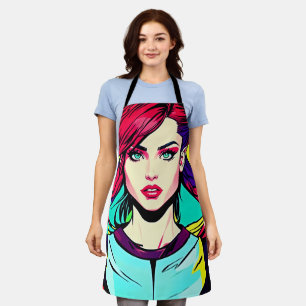 Levendige Pop Art Girl Schort - Retro Cool