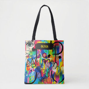Levendige Pop Art Graffiti Abstract Persoonlijk Draagtas
