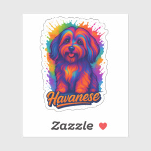 Levendige Pop Art Havanese Hond – Kleurrijke Straa Sticker