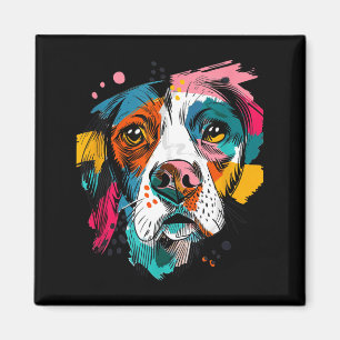 Levendige Pop Art Honden Gezicht Abstract Hond Por Magneet